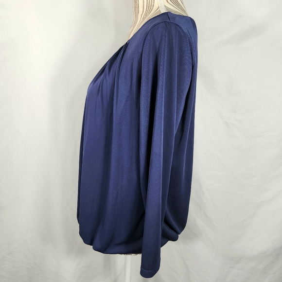 Nine West Blue Elliot Style Balloon Hem Long Sleeve Top Size Medium - Picture 4 of 12